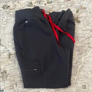 Figs Charcoal Joggers with Red Drawstring